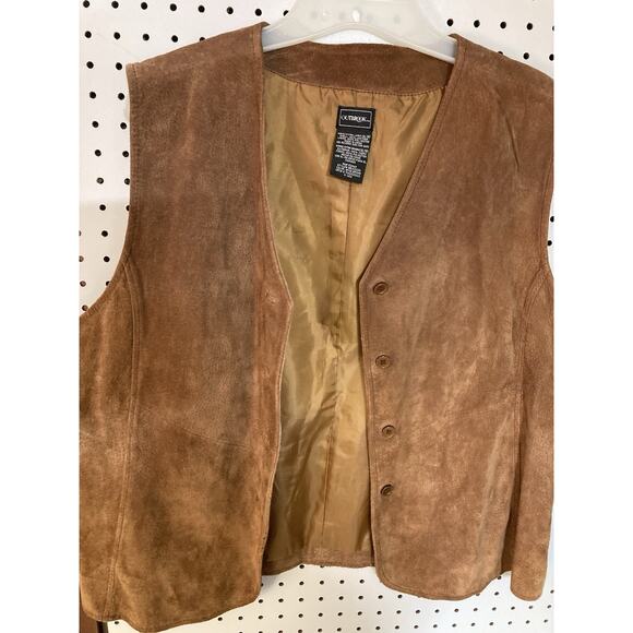 Outbrook Vintage 70's Suede Vest Real Leather Western Camel Brown XL - Picture 2 of 5